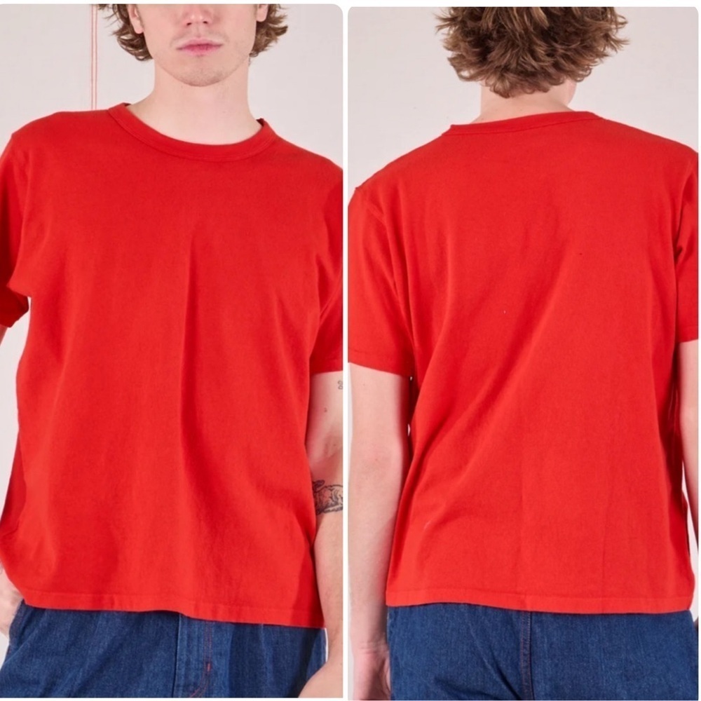 NEW Big Bud Press Burly Tee in Red Sz 1XL Relaxed Boxy Fit Unisex Heavy Cotton